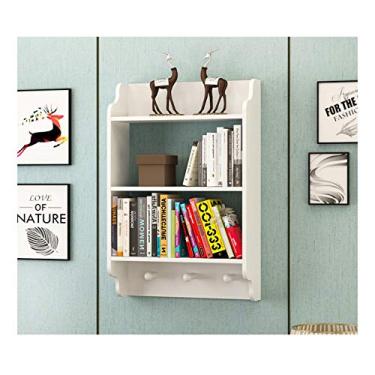 Imagem de KIZQYN Estante de 3 camadas moderna montada na parede estante de madeira flutuante prateleiras de parede para exibição, livros, armazenamento e decoração estante de livros (cor: ouro, tamanho: 3 camadas)