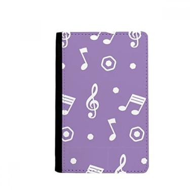 Imagem de Notas musicais brancas Porta-passaporte roxo Notecase Burse carteira capa para cartão, Multicolorido.