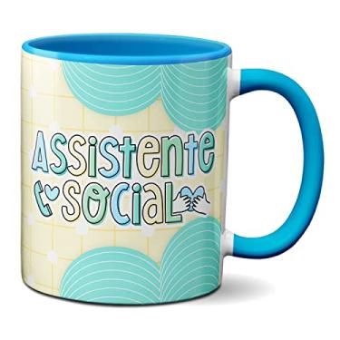 Imagem de Caneca Profissão Assistente Social Presente Fofo Criativo (Azul)