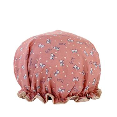 Imagem de Touca De Banho De Banho Chapéu De Banho Com Banda Elástica De Dupla Camada Reutilizável À Prova D'água Para Chuveiro De Salão De Spa