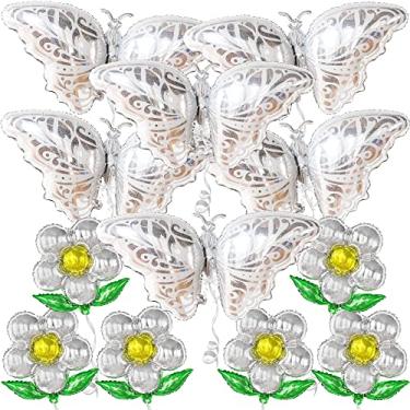 Imagem de Big, Butterfly Balloons for Butterfly Party Decorations - 38 Inch, Pack of 12 | Silver Butterfly Balloons, Flower Balloons for Baby Shower, Butterfly Birthday Decorations | Butterfly Birthday Balloons