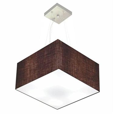Imagem de Lustre Pendente Quadrado Cúpula Tecido 25/45x45 cm, Vivare Iluminação, Pendente4197 LC, Café, Médio