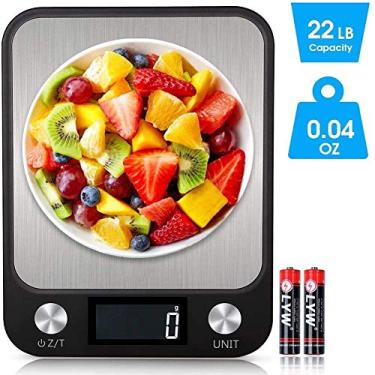 Imagem de balança de cozinha digital, balança de alimentos para assar carne, weighter, anti-impressão digital de aço inoxidável preto com display lcd de precisão para cozinhar