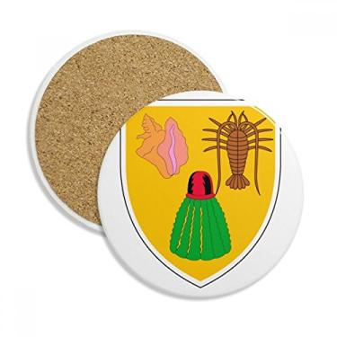 Imagem de Caneca porta-copos com emblema nacional das Ilhas Turcas e Caicos, pedra absorvente de proteção de mesa