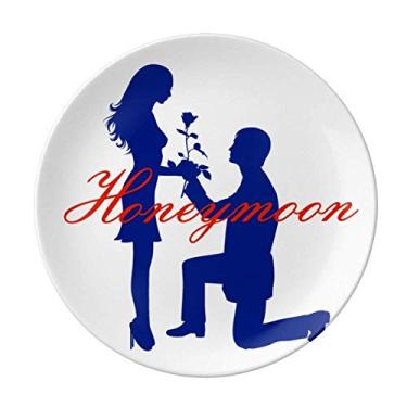 Imagem de Prato de amor de flores com rosas de casamento decorativo de porcelana Salver louças de jantar