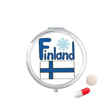 Imagem de Caixa de armazenamento de medicamentos com estampa azul da bandeira nacional da Finlândia