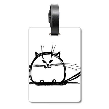 Imagem de Curly Heavy Cat Smile Sit Line Mala Etiqueta para Bagagem Cartão de Bagagem Etiqueta Scutcheon Etiqueta