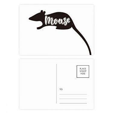 Imagem de Mouse preto e branco animal cartão postal cartão de felicitações para envio de aniversário