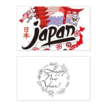 Imagem de Mapa preto vermelho japonês menina gato sorte ano novo festival cartão felicitações Bless mensagem presente