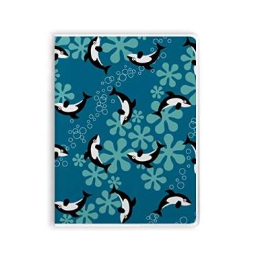 Imagem de Caderno de desenho animado Dolphins Whales Blue Waves capa de chiclete diário capa macia