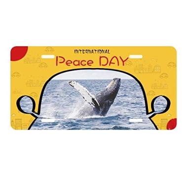 Imagem de DIYthinker Placa de carro com imagem da natureza de peixe jubarte oceano decoração de carro