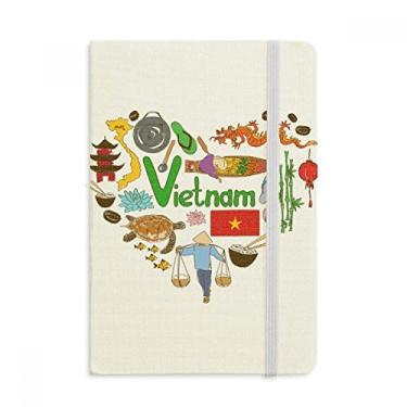 Imagem de Caderno com a bandeira nacional do Vietnã Love Heart Landscap oficial em tecido capa dura