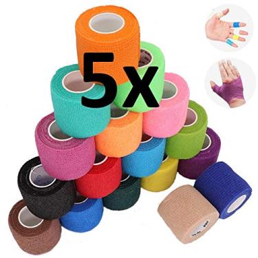 Imagem de 4.5m esporte colorido autoadesivo elástico bandagem envoltório fita elastoplast para joelho apoio almofadas dedo tornozelo palma ombro esporte colorido autoadesivo elástico bandagem envoltório fita elastoplast para joelho apoio almofadas dedo tornozelo palma ombro blandagem esportiva curativos talas