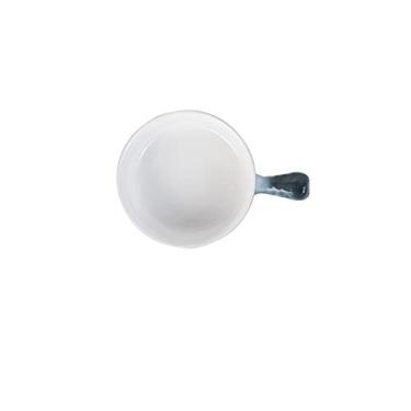 Imagem de GUIPAIHAI Panela de cerâmica criativa com alça, prato para assar queijo, arroz, adequado para forno de micro-ondas, tigela de cozimento doméstico, tigela de macarrão instantâneo (cor: cinza)