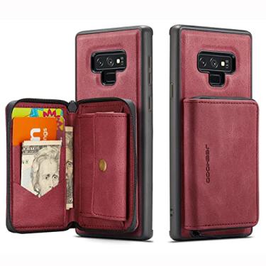 Imagem de Carteira 2 in 1 Detachable Wallet Case For Samsung Galaxy Note 10, Leather Slim Shockproof Phone Back Case,Magnetic Stand Protective Zipper Wallet Case W Card Holder+Money Pocket (Color : Rojo)