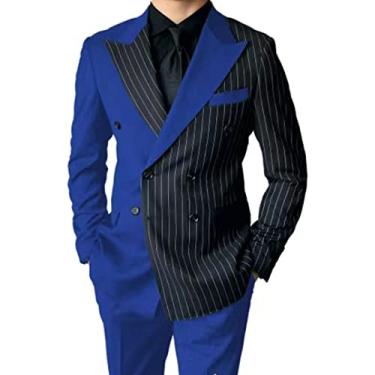Imagem de Blazer masculino terno, 2 peças, vestido de festa de formatura, blazer de casamento, formatura, smoking, jantar, baile, azul, 5GG (busto: 137 cm)