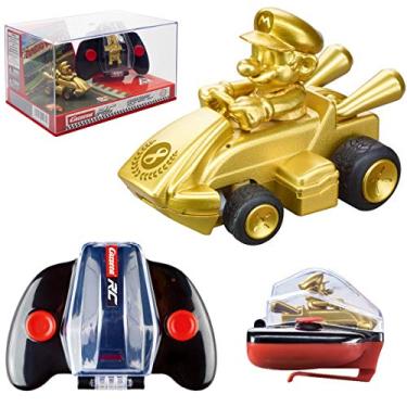 Imagem de Carrera RC Nintendo Mario Kart 2,4 GHz Mini r dio colecion vel de controle remoto ve culo de brinquedo Mario dourado