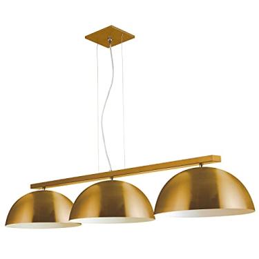 Imagem de Pendente Redondo Ref 6002 Verniz dourado Soquete E27 3 Lampada (112 X 30 X 19 cm) Bivolt Fabricado em aluminio Pantoja&Carmona