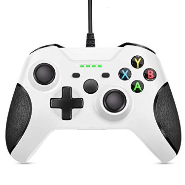 Imagem de Zamia Controlador com fio para Xbox One, controle de joystick gamepad para Xbox One/Series X/S/PC Windows com conector de áudio de 3,5 mm (branco)