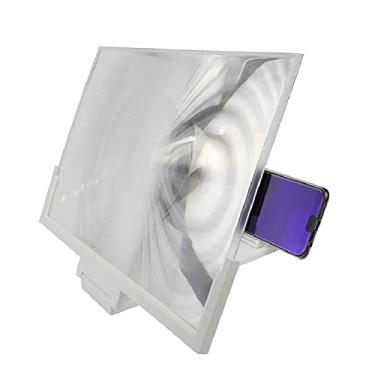 Imagem de ZLCO Novo amplificador de tela 3D de 14 polegadas suporte para celular HD suporte para tela dobrável de vídeo suporte ampliado de proteção para olhos (cor: branco) presente