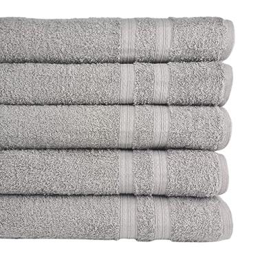 Imagem de Kit 05 Toalhas de Rosto Gigante Felpuda Alta Absorção 100% Algodão 45x80cm 430g/m² - Cinza