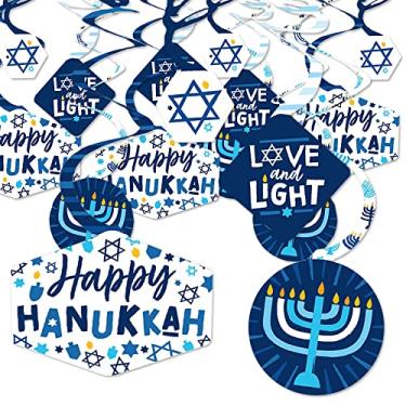 Imagem de Big Dot of Happiness Hanukkah Menorah - Chanukah Holiday Party Hanging Decor - Party Decoration Swirls - Set of 40