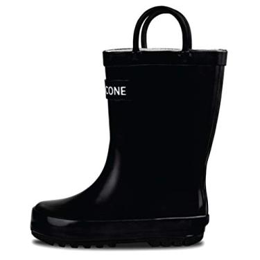 Imagem de Botas de chuva infantis Lone Cone para meninas e meninos – Botas de chuva infantis de borracha natural à prova d'água com sola antiderrapante e alças fáceis de puxar – designs sólidos, padrões e