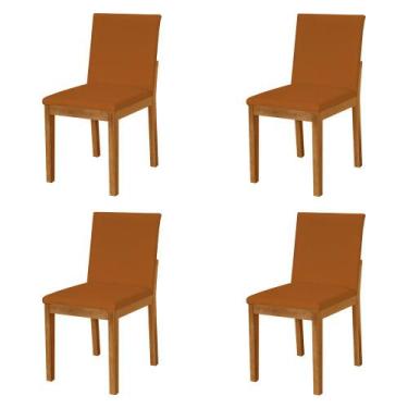 Imagem de Kit 4 Cadeiras De Jantar Luxo Pérola Estofadas Em Veludo Terracota Bas