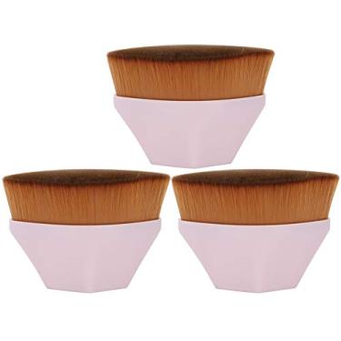 Imagem de 3 pincéis de base líquida para maquiagem, pincéis de blush, pincéis de cosméticos portáteis para meninas (rosa)