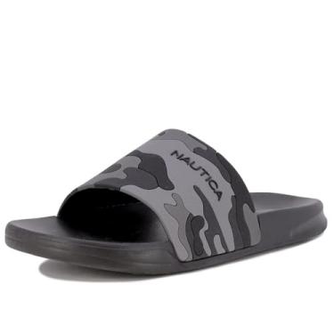 Imagem de Nautica Chinelos de banho masculino atl tico Slide confort vel sand lia de chuveiro, Camo Callo Preto, 10
