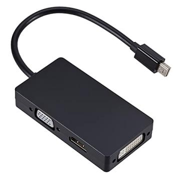 Imagem de NATEFEMIN Mini conversor de porta de exibição 3 em 1 macho 20 pinos entrada HDMI/VGA/DVI adaptador Thunderbolt DP para HDMI acessório parte