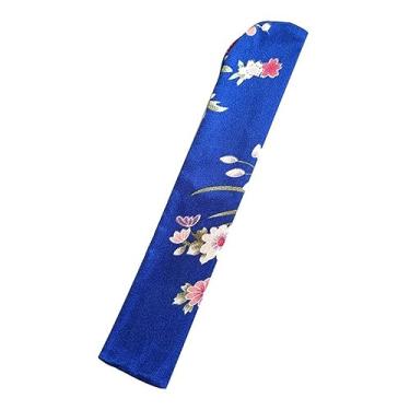 Imagem de Leque dobrável japonês Sakura flor bolso ventilador de mão dobrável círculo redondo decoração de festa presente dropshipping acessórios decorativos feitos à mão (cor: DBL 23x4,5cm)