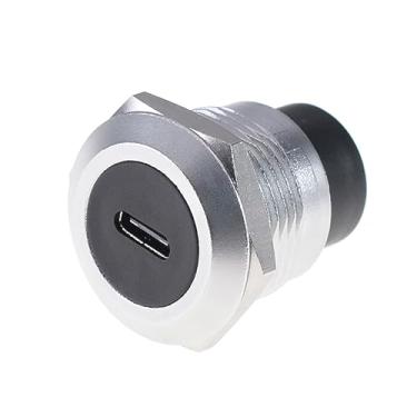 Imagem de HangTon Pacote com 5 soquetes de painel de acoplador USB-C tipo C conector à prova de intempéries anteparo de alimentação, cabo circular em linha fêmea para extensão fêmea