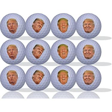 Imagem de Bolas de golfe divertidas Trump Face pacote com 12 - ótima ideia de presente de mães, pais e crianças - Perfeito para a pessoa que tem tudo.