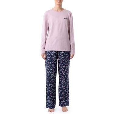 Imagem de Wrangler Conjunto de pijama feminino de jérsei e calça de flanela, Lilás/Floral Ditsy, P