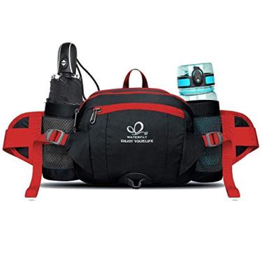 Imagem de WATERFLY Pochete de cintura: pochete com 2 suportes de garrafa de água, cinto lombar, caminhada, corrida, acampamento, grande, mulher, homem (garrafa não incluída)