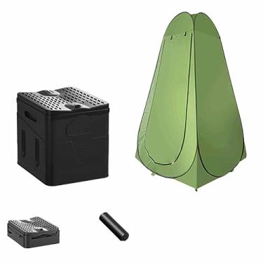 Imagem de Kit de banheiro portátil 2 em 1, comadre, banheiro de privacidade com barraca de privacidade pop-up, banheiro dobrável de emergência ao ar livre para trailer, camping, viagens (preto)