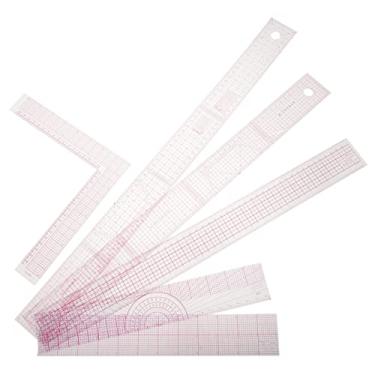 Imagem de LALAFINA 6 Unidades régua de corte de roupas réguas de padrões de costura régua clara Régua de costura Régua para confecção enfeites de plástico réguas de costura roupas e acessórios rosa