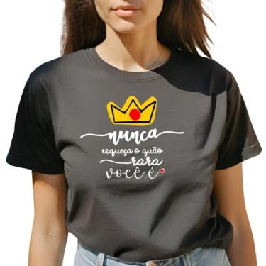 Imagem de Camiseta T-shirt Feminina Estampado Mulher Poderosa Blusinha Camisa Moda Plus Size CF01-011 (Preto, G2)