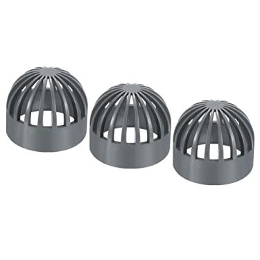 Imagem de PATIKIL Capa de grade de drenagem de átrio de 6,5 cm, adaptador de encaixe de tubo de drenagem de esgoto UPVC externo redondo para sistema de drenagem, cinza