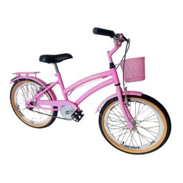Imagem de Bicicleta Passeio Infantil Menina Aro 20 Com Cestinha Rosa - Maria Cla