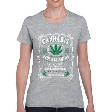 Imagem de Camiseta feminina Cannabis for All 420 Weed Leaf Smoking Marijuana Legalize Pot Funny High Stoner Humor Pothead, Cinza, 3G