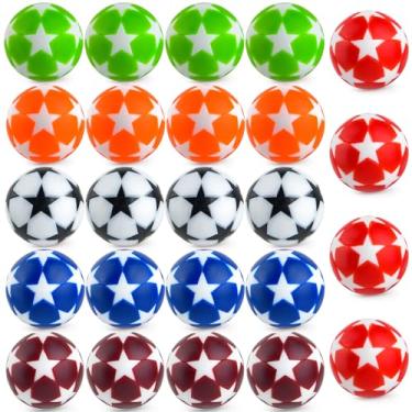 Imagem de Coopay 24 bolas de pebolim de 32 mm bolas de substituição de futebol de mesa multicoloridas oficiais (estrela multicolorida)