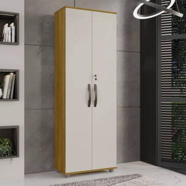 Imagem de Armário Multiuso 2 Portas Com Chave Caique - CHF - Cinamomo/Off