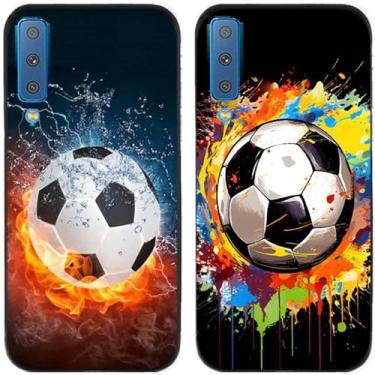 Imagem de 2 peças de capa de telefone traseira de silicone em gel TPU impresso futebol para Samsung Galaxy todas as séries (Galaxy A7 2018)