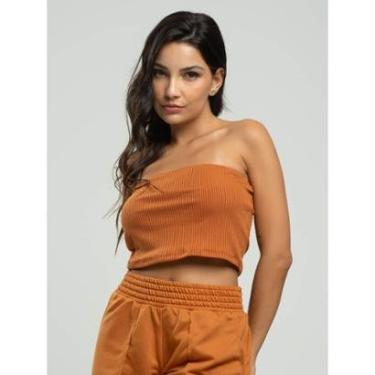 Imagem de Cropped Canelado Tomara Que Caia Moda Casual Feminina-Feminino