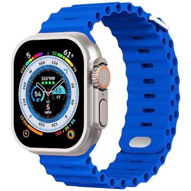 Imagem de AIRPROCE Compatível com Apple Watch Ocean Bands de 38 mm, 40 mm, 41 mm, 42 mm, 44 mm, 45 mm, 49 mm, pulseira esportiva de silicone macio para iWatch Ultra SE Series 8 7 6 5 4 3 2 1 Sport Edition para mulheres e homens (42/44/45/49 mm, azul royal)