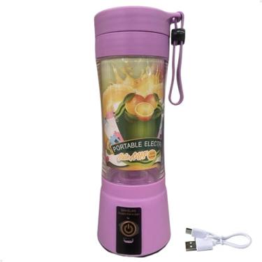 Imagem de Mini Liquidificador Portátil Mixer Juice Garrafa Cabo USB 4 Lâminas Shake Coqueteleira Elétrica Sem Fio Lorben (Roxo)