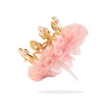 Imagem de Nishine Vintage Crown Cake Topper Mini Baby Princess Mesh Crown Tiara for Birthday Party Decor (Gold)