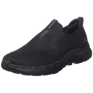 Imagem de Skechers Gowalk 6 – Tênis de caminhada masculino com ajuste elástico, sem cadarço e desempenho atlético, Preto, 10 X-Wide